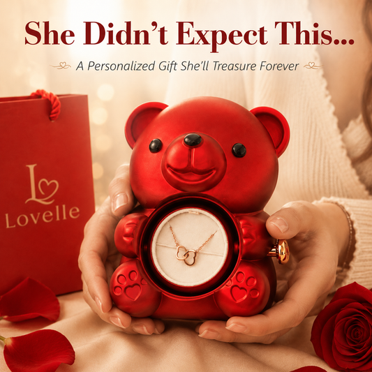 Forever Rose Bear Gift Set with Personalized Necklace