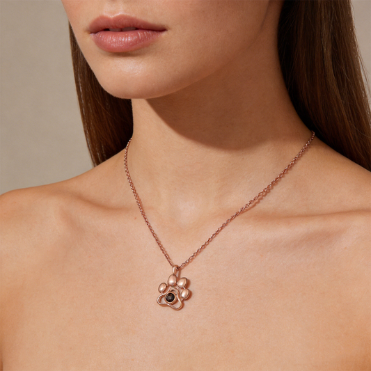 Dog Paw Memorial Necklace with Custom Photo