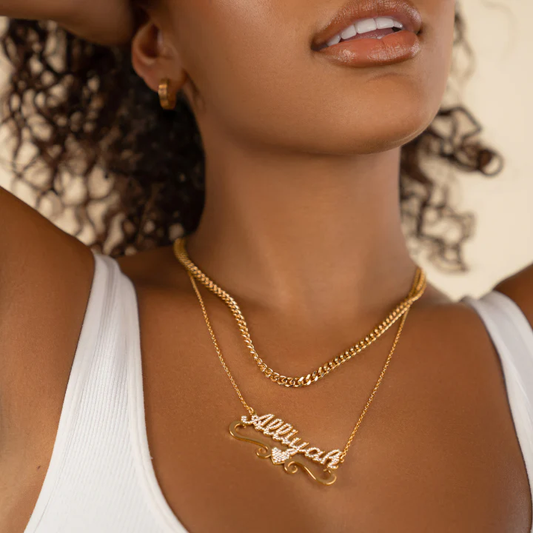 Custom Heart Name Necklace with Sparkling Stones