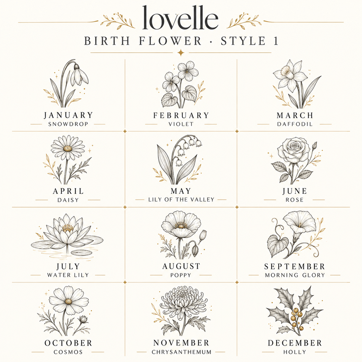 Personalized Birth Flower Bouquet Necklace | Lovelle