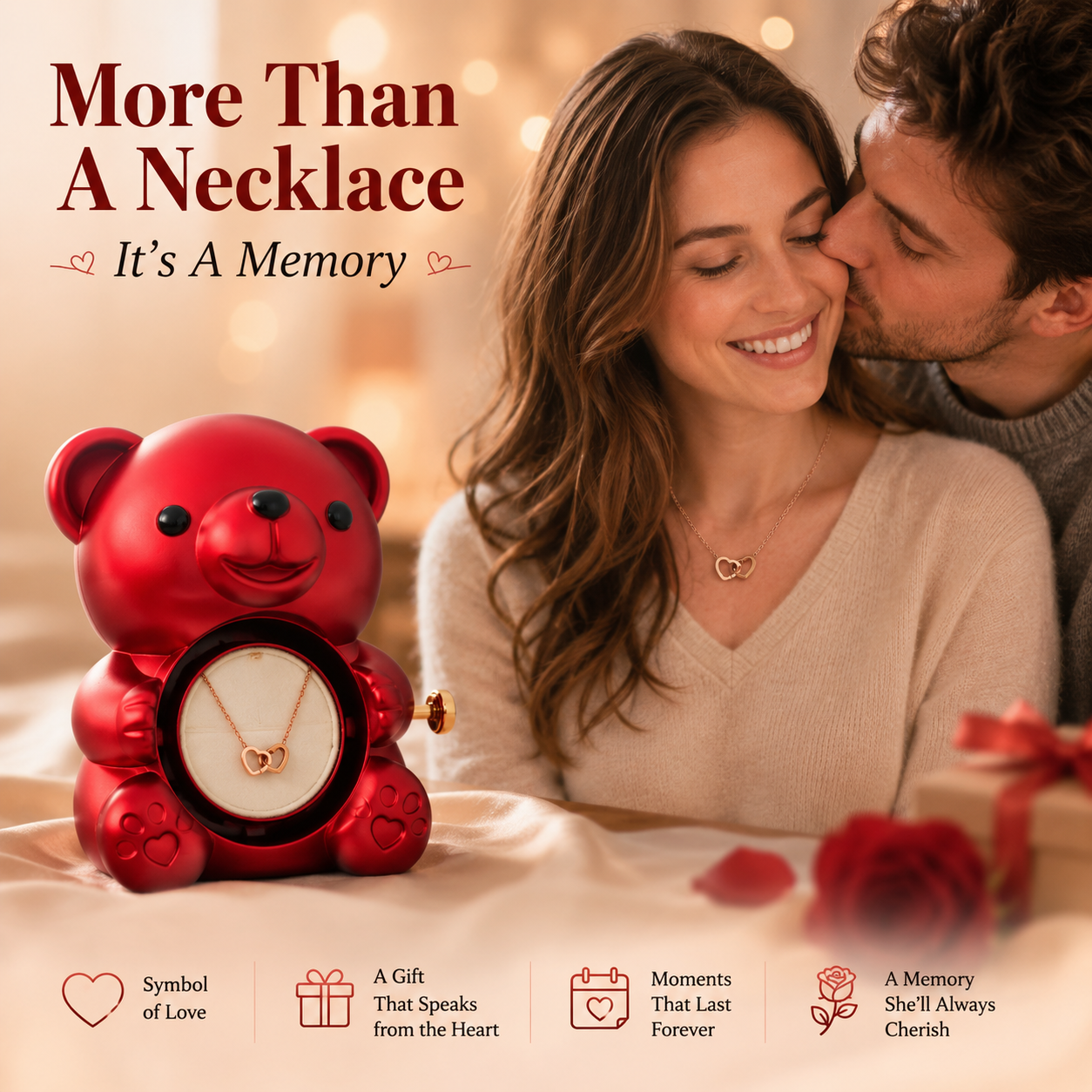 Forever Rose Bear Necklace Gift Set