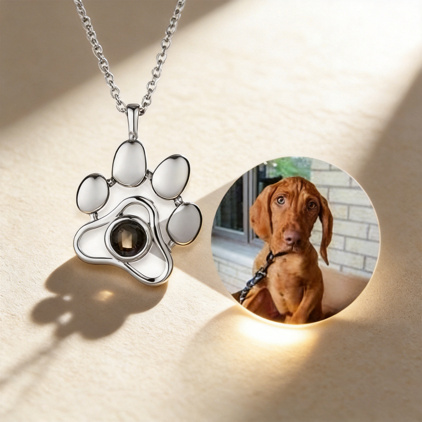 Paw-Shaped Personalized Photo Projection Necklace