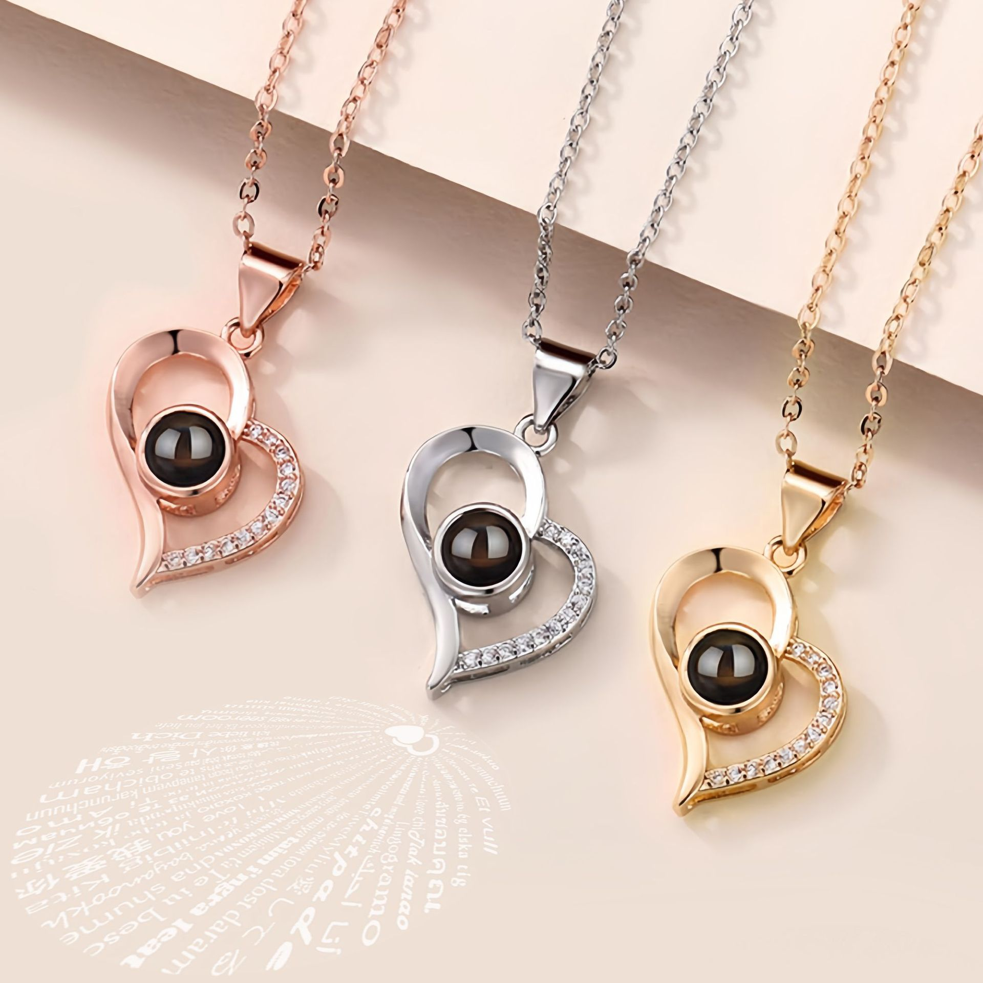 Heart Necklace with I Love You Projection
