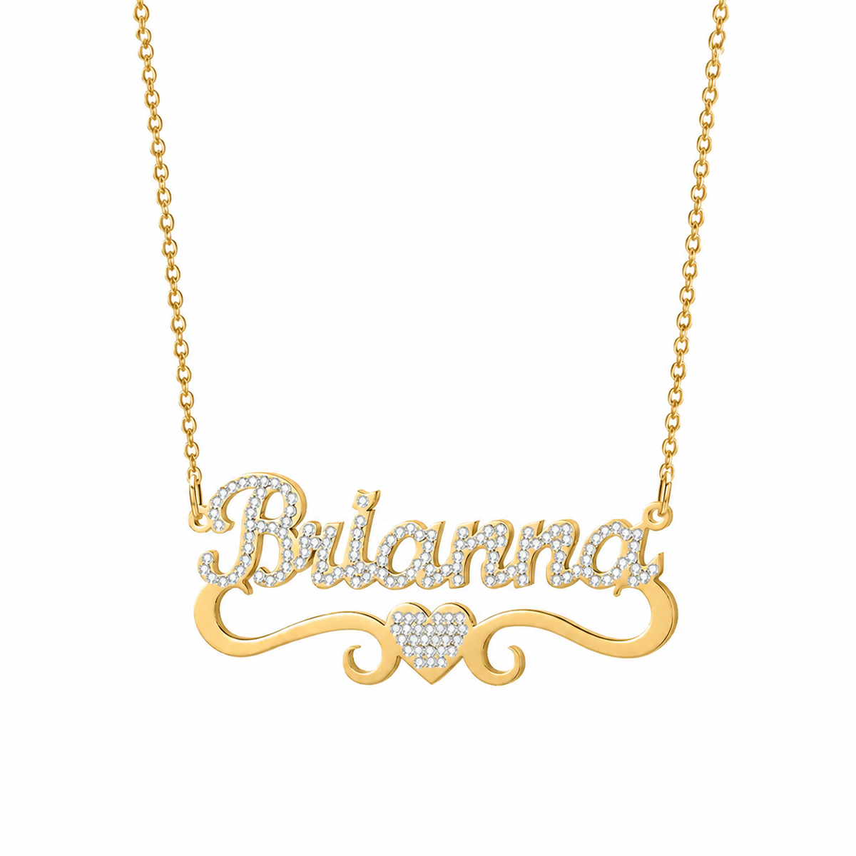 Iced Heart Personalized Name Necklace
