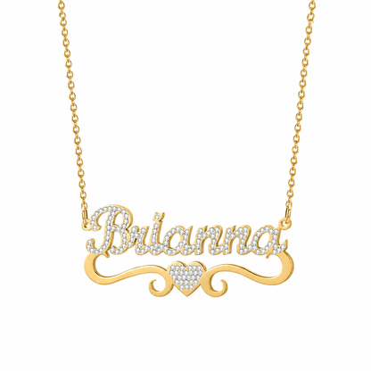 Iced Heart Personalized Name Necklace