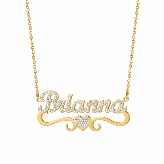 Iced Heart Personalized Name Necklace