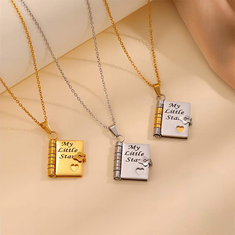 Personalized Book Necklace with Engraved Message