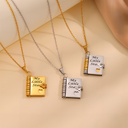 Personalized Book Necklace with Engraved Message