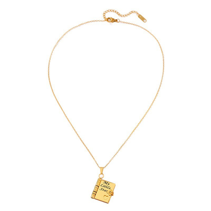Gold Love Letter Book Necklace