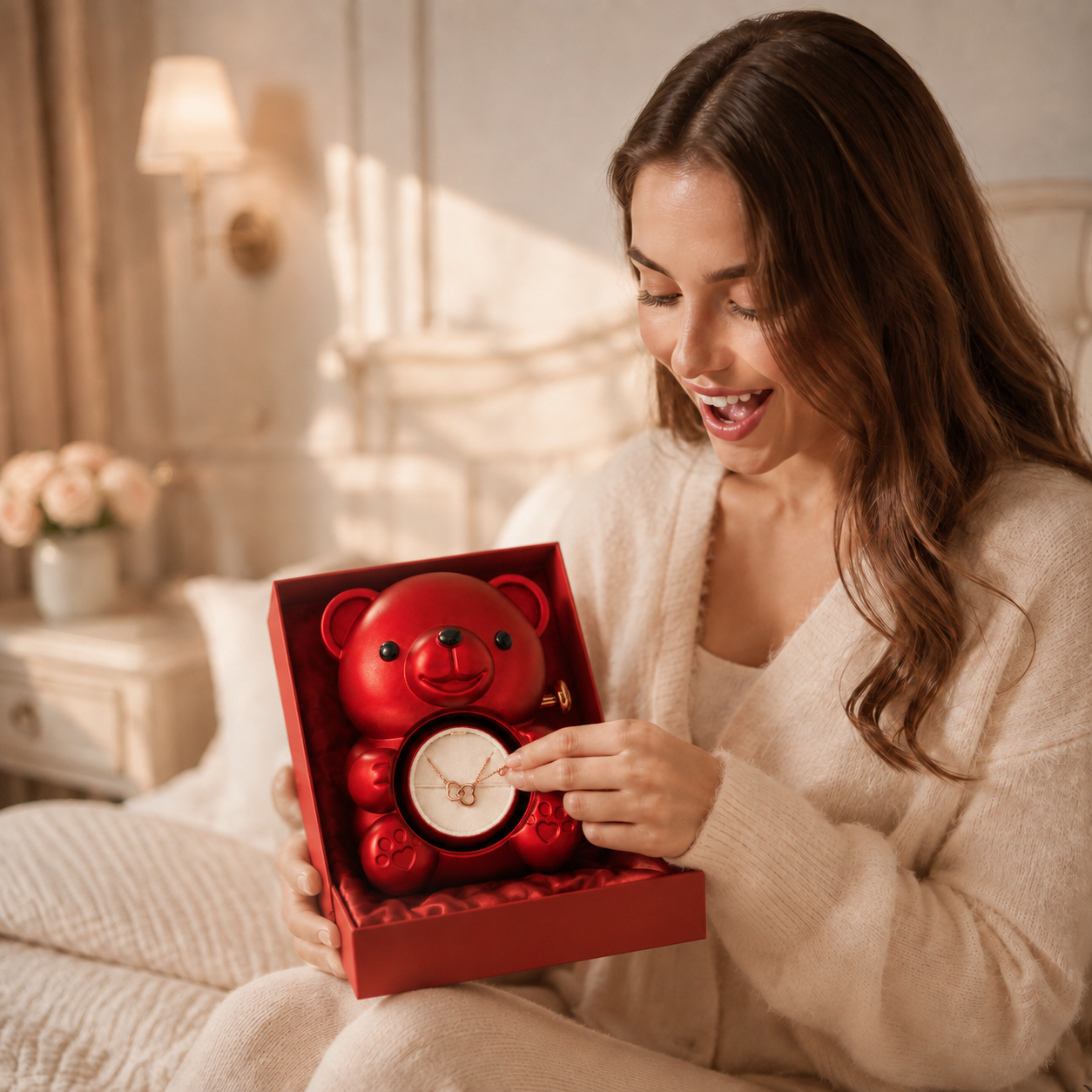 Personalized rose bear jewelry gift set by Lovelle