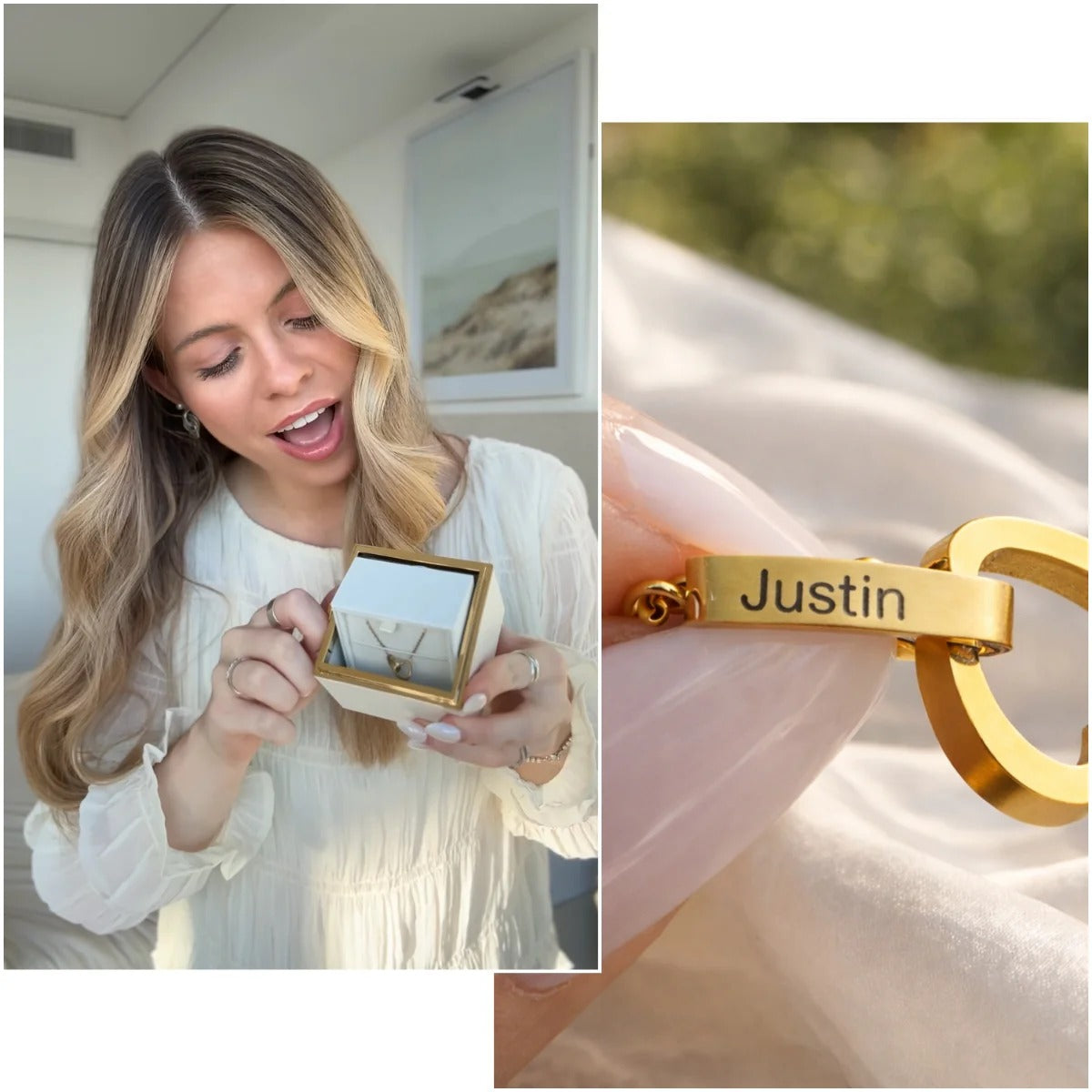 Personalized Heart Necklace Inside Eternal Rose Box