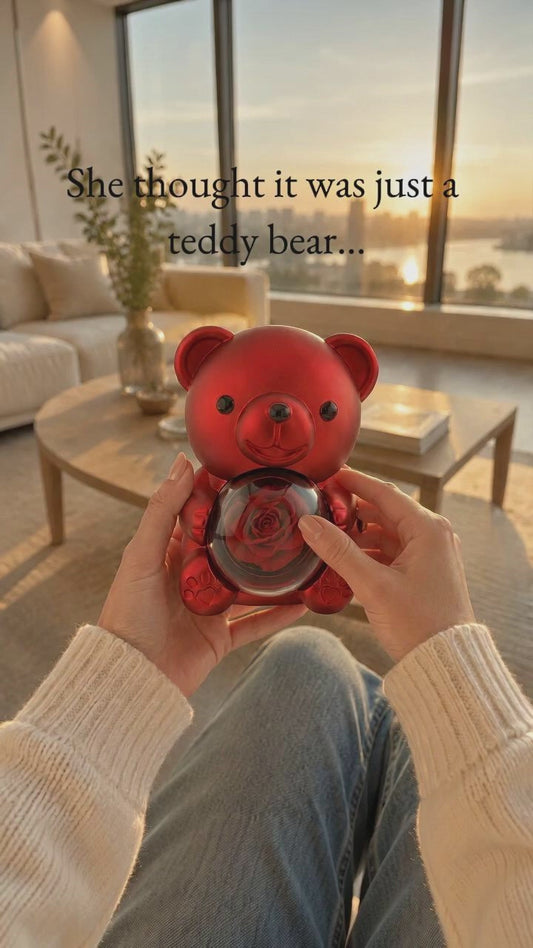 Forever Rose Bear Gift Set with Personalized Necklace
