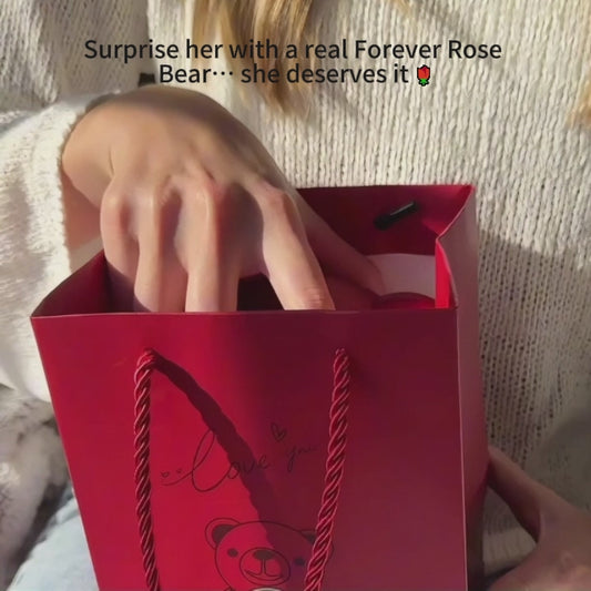 Forever Rose Bear Gift Set with Personalized Necklace